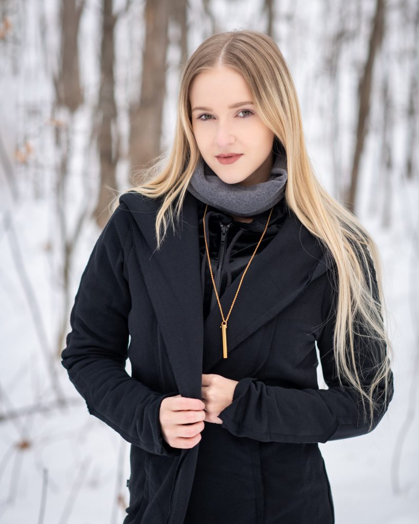 Blond model outdoors in Winter