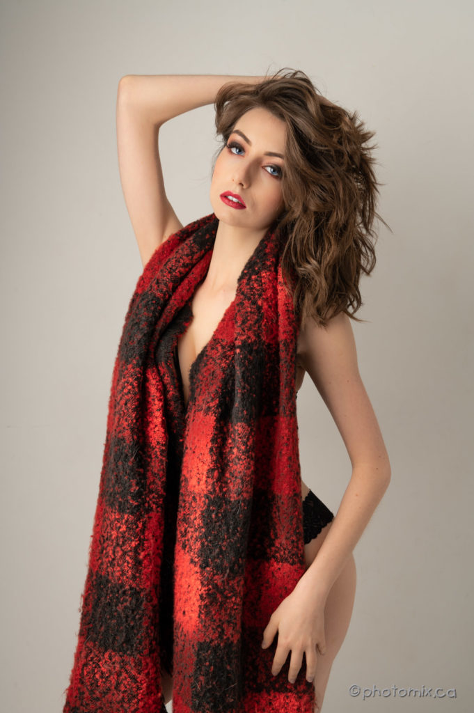 Gorgeous model wearing a large scarf